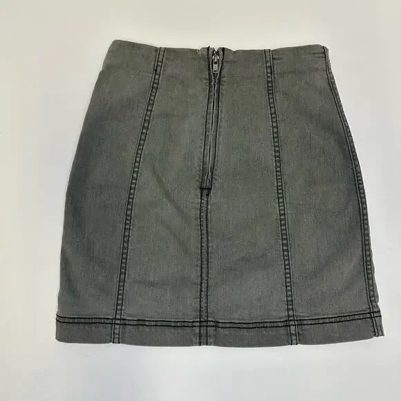 Free People Modern Femme Denim Skirt Light Grey Size 0 - Picture 5 of 9